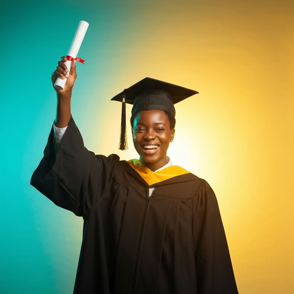 Student celebrating academic success